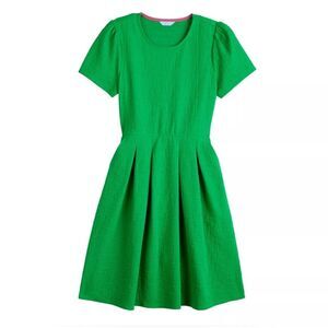 DRAPER JAMES RSVP™ | Pleated Green Roubd Neck Puff Sleeve T-Shirt Dress Size XS